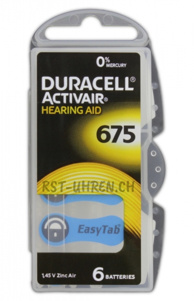 Eine Packung mit Duracell Activair 675 Hörgerätebatterien